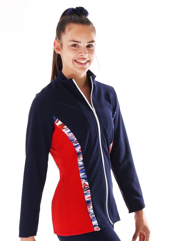 TS72 Red and navy tracksuit jacket with union jack print side1 1