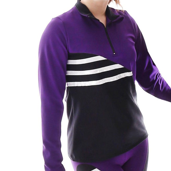 TS73H Black purple half zip jacket gymnastics tracksuit top