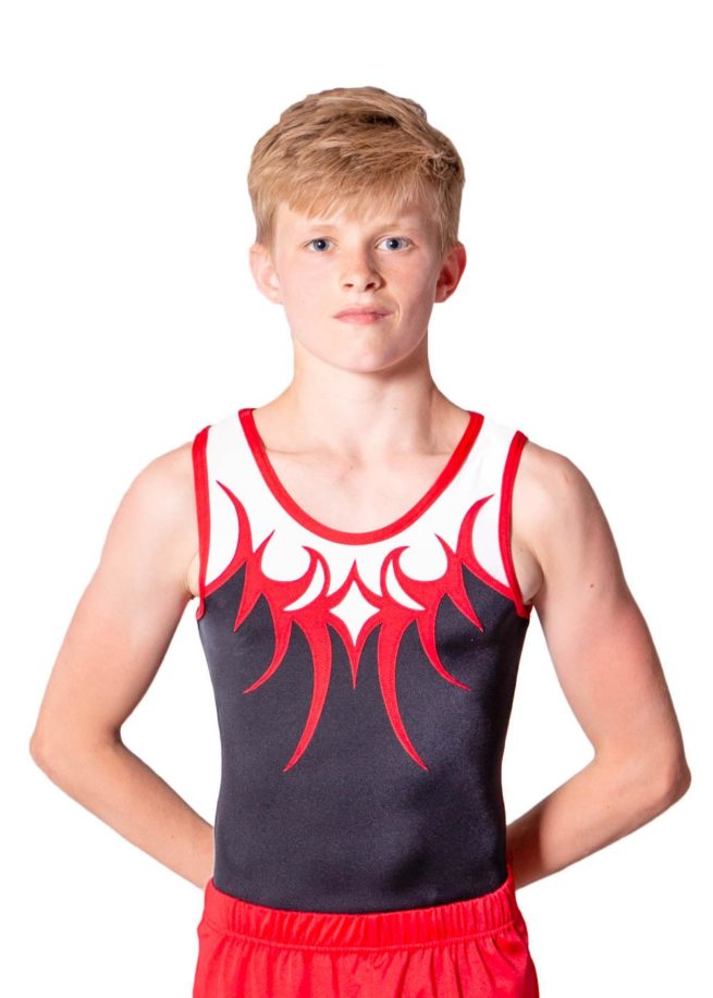 VICTOR BV262 Black red and white boys gym leotard front 1