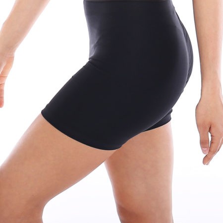 Black lycra gym shorts with waistband main