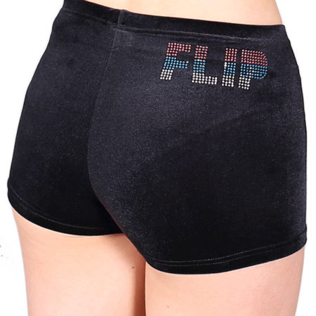 gymnastics slogan shorts velour velvet flip shorts uk