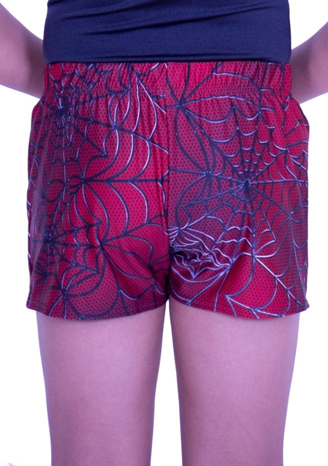 PBC L114 boys red pattern cartoon spiderman trampoline shorts