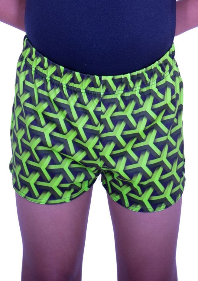 PBC L146 green pattern boys gym shorts