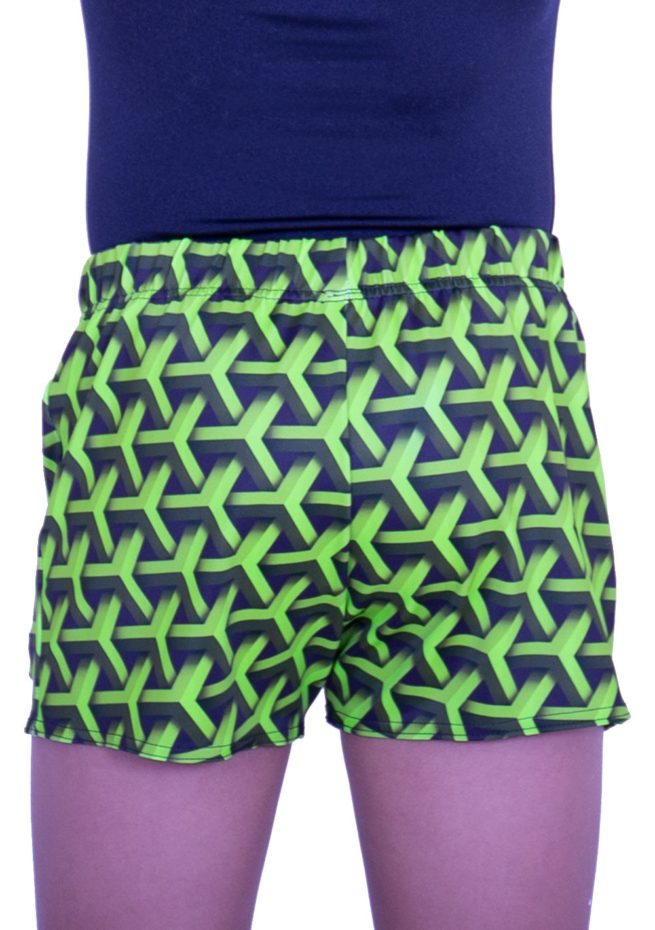PBC L146 green pattern gym shorts boys