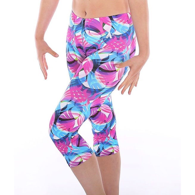 Motion patterned sports gym leggings in pink and blue