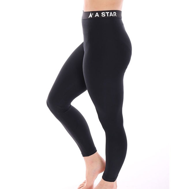 black lycra leggings with elastic waistband for the gymnastics