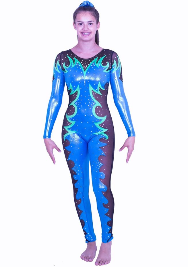 CS540S52 S49D blue catuist all in one rhythmic gymnastics outfit