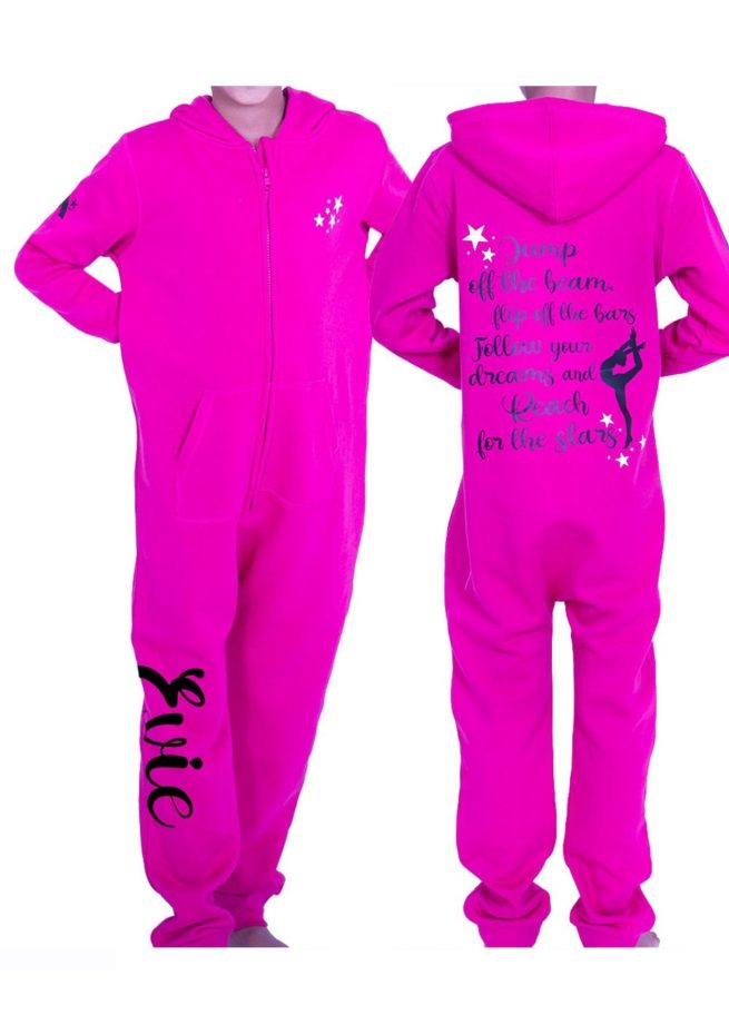 PTO 05 JOTB pink onesie girls motivation printed gymnastics onesie personalised named