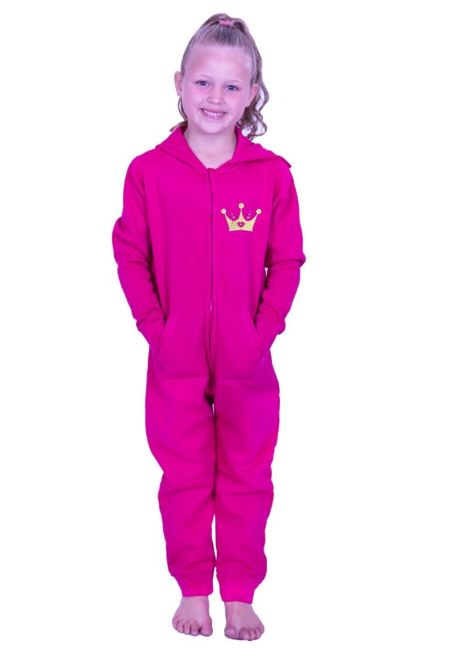 PTO 05 P25 pink girls onesie with drama queen princess print