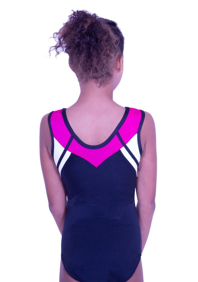 Z583J01 J25 pink black and white girls sleeveless training leotard for trampolining