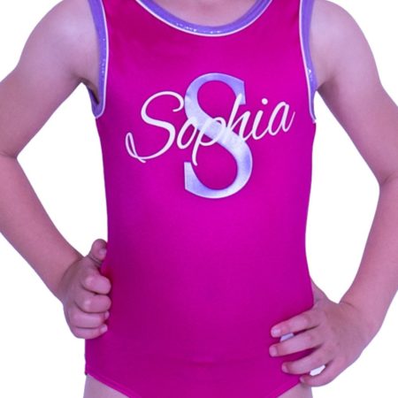 pink gym leo with name print personalised