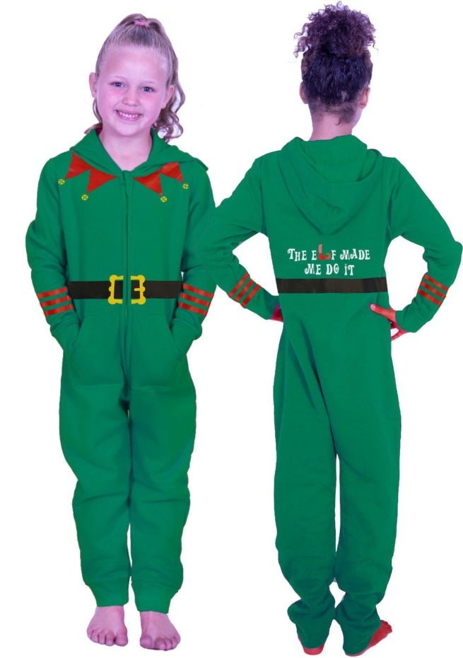 christmas onesie with elf print xmas pajamas