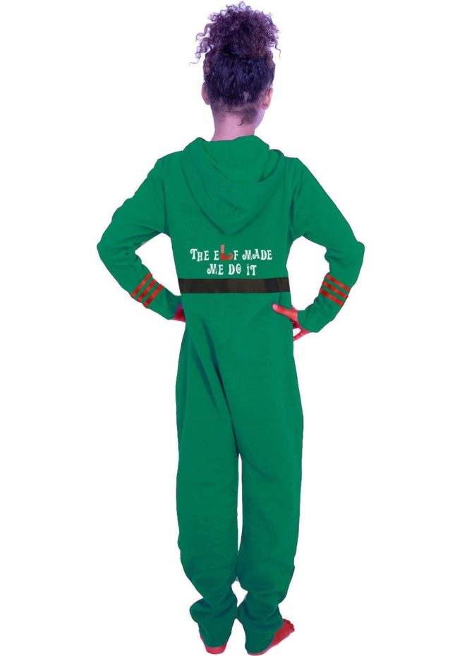 green girls elf onesie unisex novelty christmas pajamas