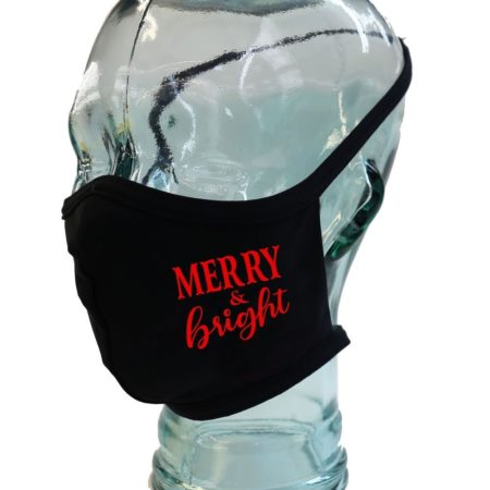 Merry and Bright black with red print 1