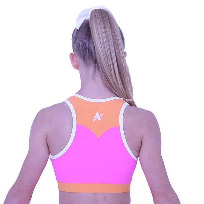 CT72 gymnastics training sports bra top pink and orange