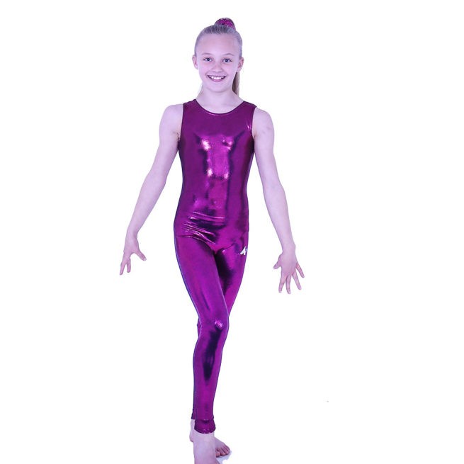 Girls pink blackberry legging catsuit all in one rhythmic leotard outfit