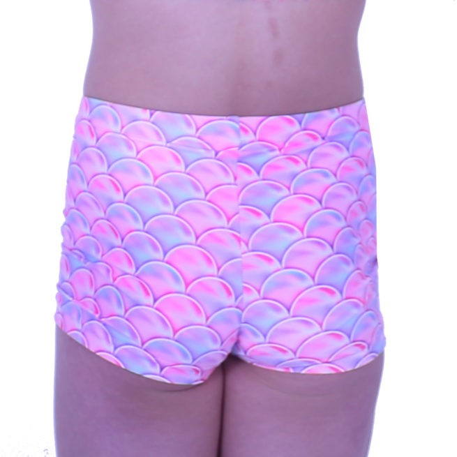 mermaid pattern shorts pink and blue trainign shorts
