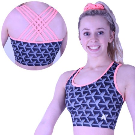 geometric print crop top with fancy strap back main