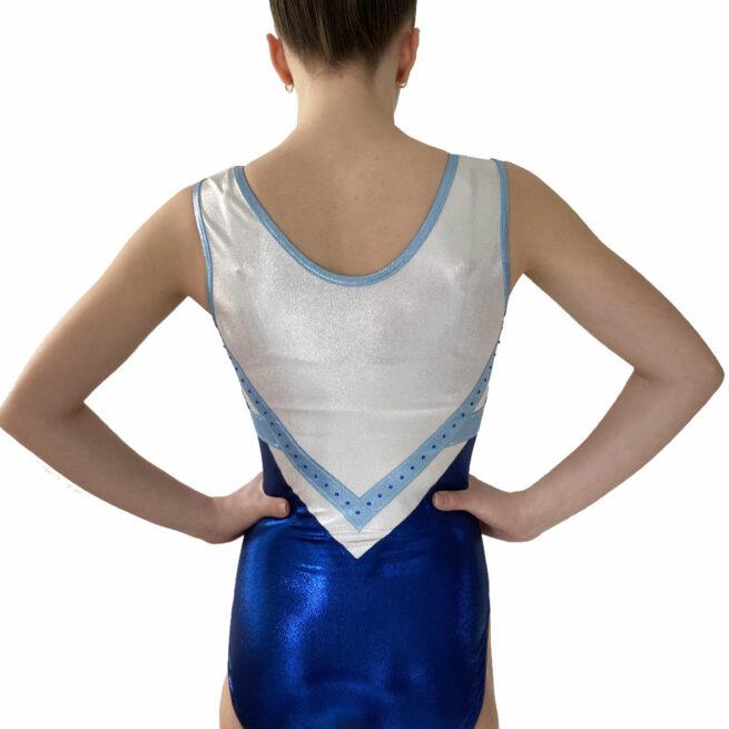 navy and silver shimmer sleeveless leotard back