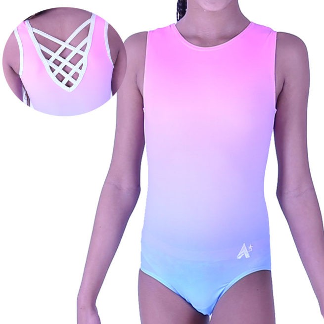 ombre training leotard with cross over strap back main
