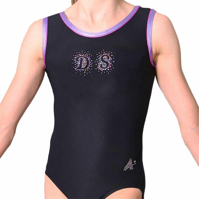 black lycra leotard personalised with initials