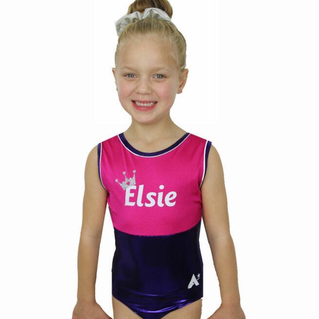 named girls gymnastics leotard pink and purple