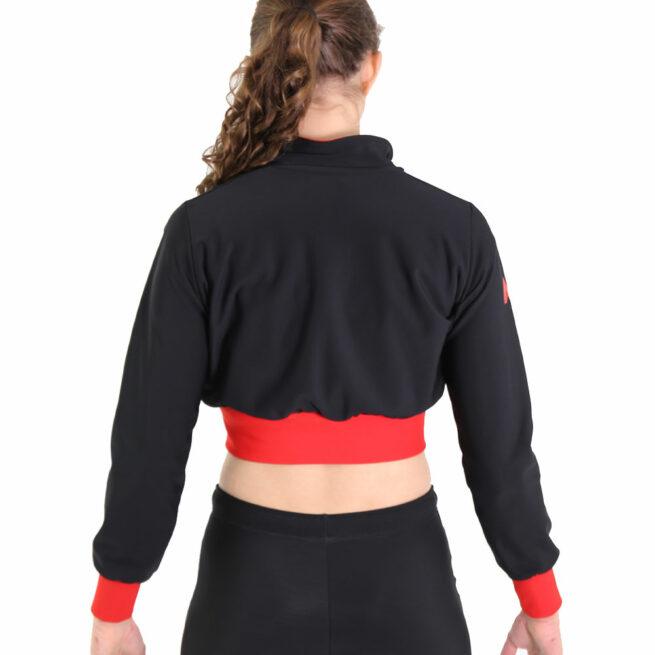 cropped black and red tracksuit jacket back