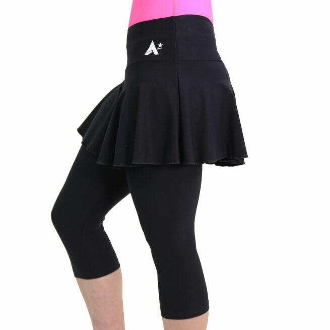 black skirt over leggings sports side