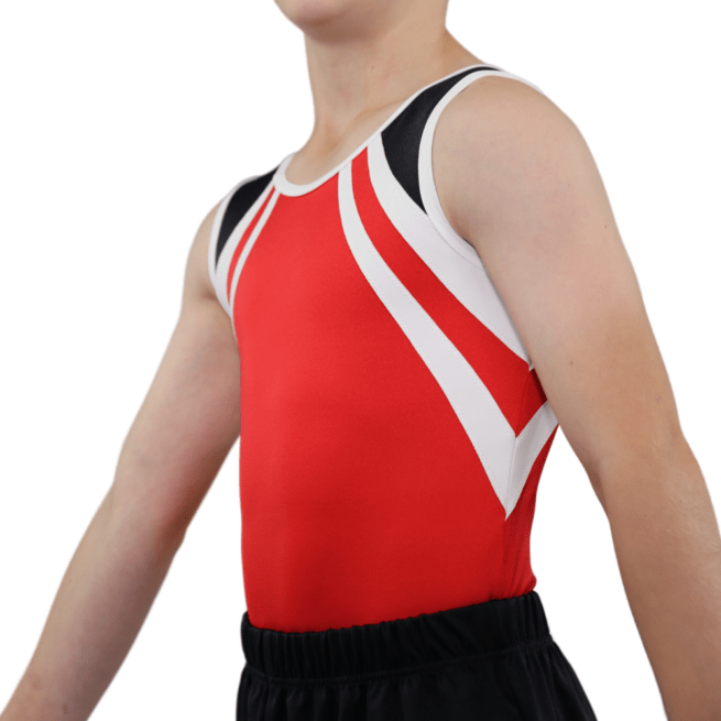 red white black lycra leotard boys gymnastics leotard (2)
