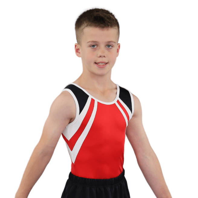 red white black lycra leotard boys gymnastics leotard (3)