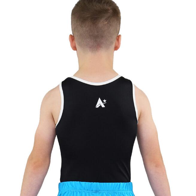 boys printed leotard in black and white back