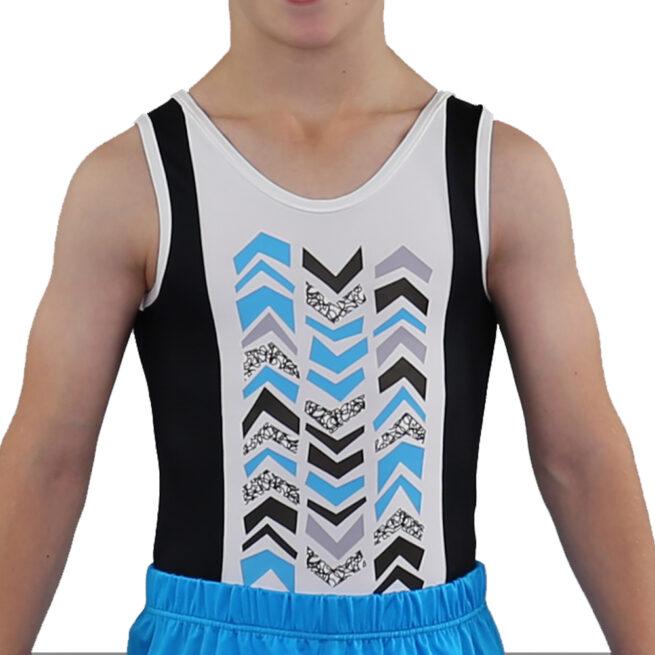 boys printed leotard in black and white main