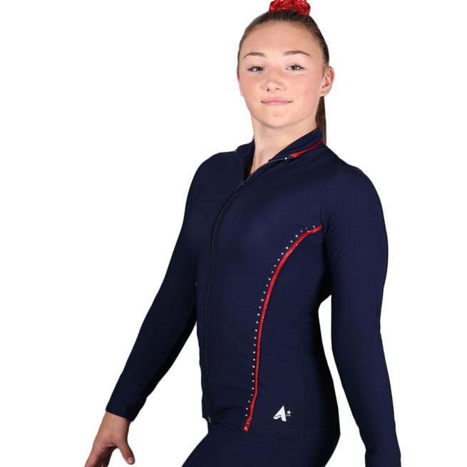 TS12 girls womens tracksuit jacket navy red