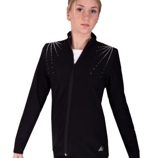 black ladies sports tracksuit jacket with diamante front