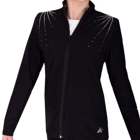 black ladies sports tracksuit jacket with diamante main