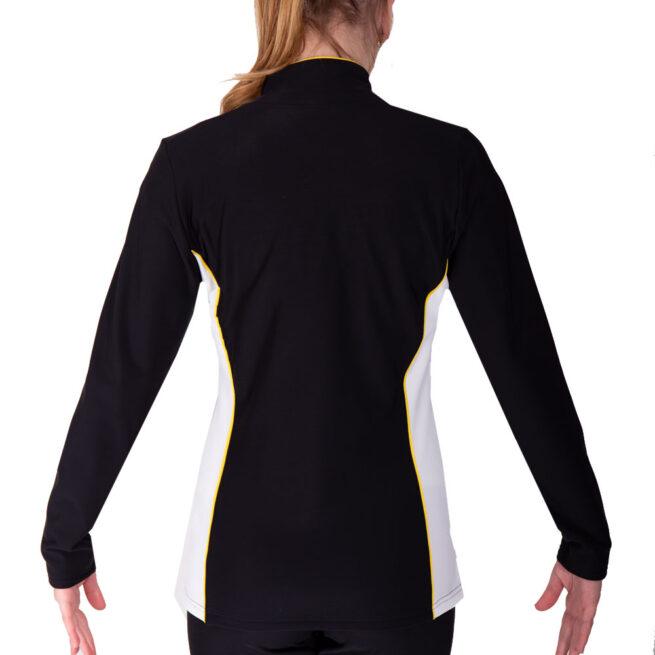 ts12 black white and yellow detail ladies tracksuit jacket back