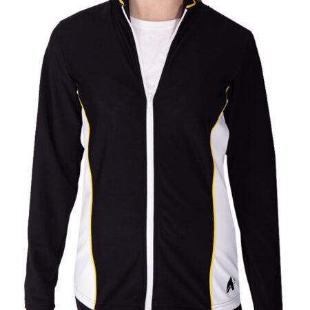 ts12 black white and yellow detail ladies tracksuit jacket main