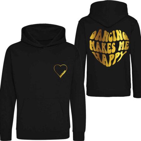 Black Hoodie with Gold Print dance hoodie